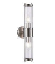 Tiempo Up/Down Wall Light Tubular Ribbed Glass with Satin Chrome