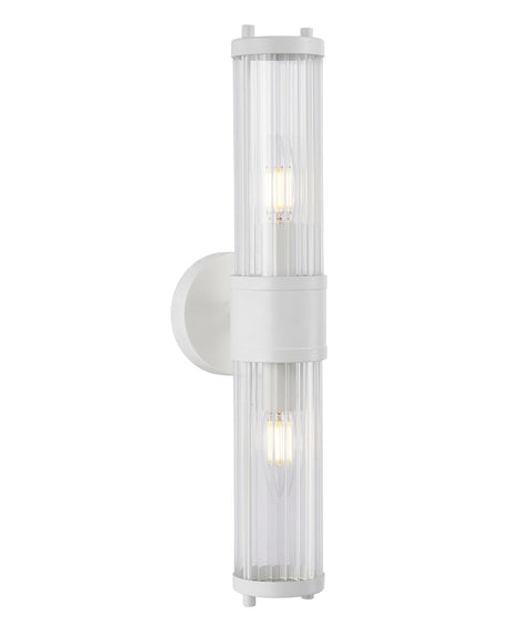 Tiempo Up/Down Wall Light Tubular Ribbed Glass with White