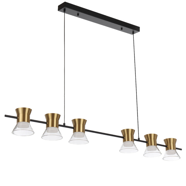 Tipico 6 x 6W 3000K LED Pendant Black with Gold