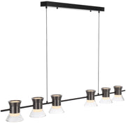 Tipico 6 x 6W 3000K LED Pendant Black with Gun Metal