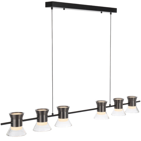 Tipico 6 x 6W 3000K LED Pendant Black with Gun Metal