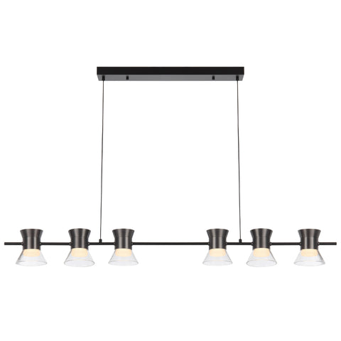 Tipico 6 x 6W 3000K LED Pendant Black with Gun Metal