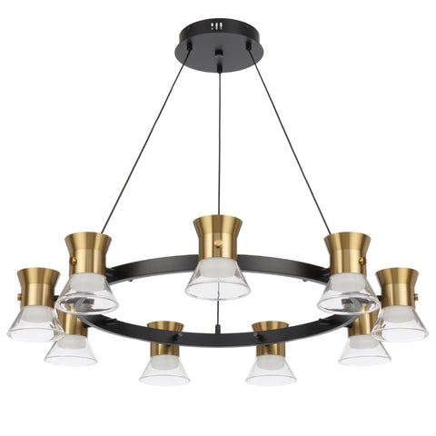 Tipico 9 x 6W 3000K LED Pendant Black with Gold