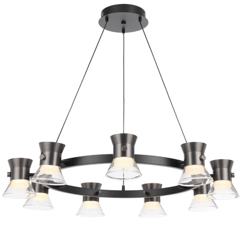 Tipico 9 x 6W 3000K LED Pendant Black with Gun Metal