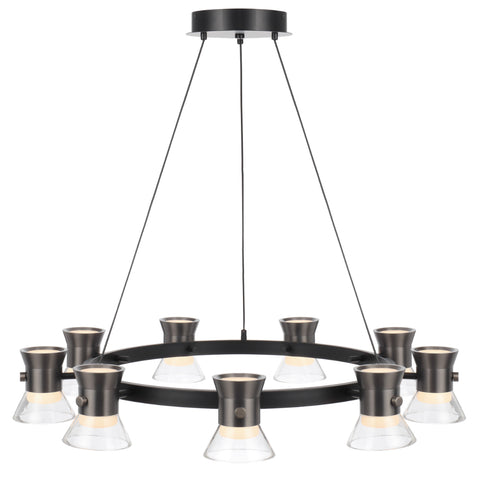 Tipico 9 x 6W 3000K LED Pendant Black with Gun Metal