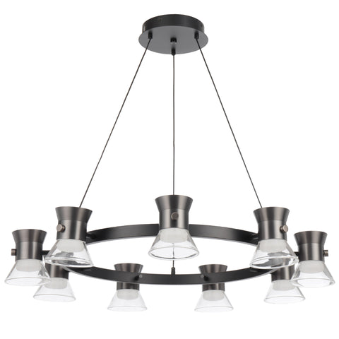 Tipico 9 x 6W 3000K LED Pendant Black with Gun Metal