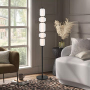 Torso Black Floor Lamp Frosted Glass 25w Built In Warm White LED