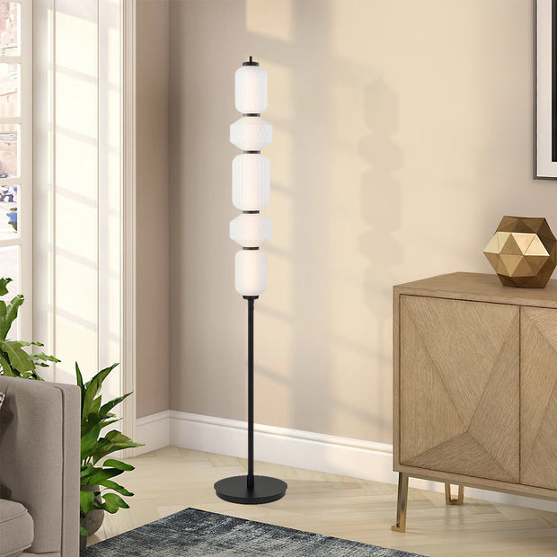 Torso Black Floor Lamp Frosted Glass 25w Built In Warm White LED