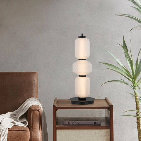 Torso Black Table Lamp Frosted Glass 15w Built In Warm White LED