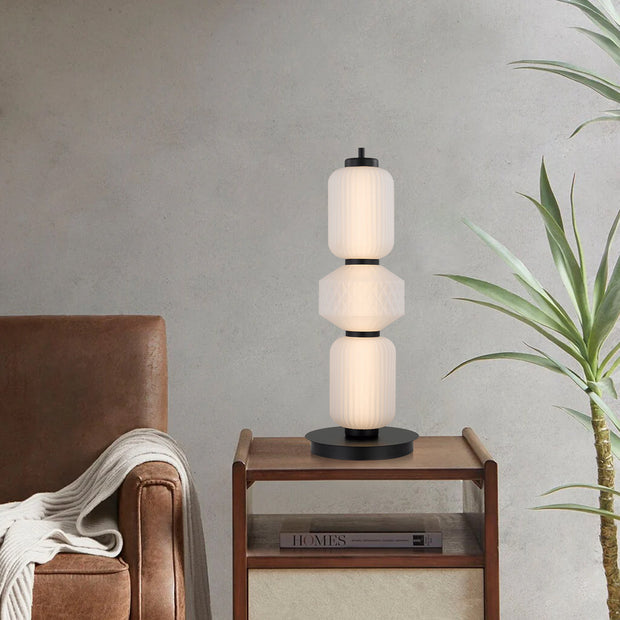 Torso Black Table Lamp Frosted Glass 15w Built In Warm White LED