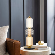 Torso Brass Table Lamp Amber Smoked Glass 15w Built In Warm White LED