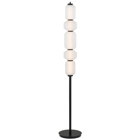 Torso Black Floor Lamp Frosted Glass 25w Built In Warm White LED