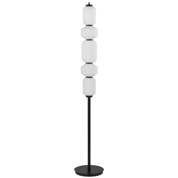 Torso Black Floor Lamp Frosted Glass 25w Built In Warm White LED