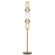 Torso Brass Floor Lamp Amber Smoked Glass 25w Built In Warm White LED