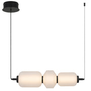 Torso 3 Light Black Pendant Frosted Glass 15w Built In Warm White LED