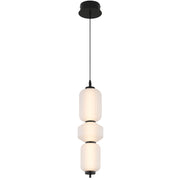 Torso 3 Light Black Pendant Frosted Glass 15w Built In Warm White LED