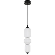 Torso 3 Light Black Pendant Frosted Glass 15w Built In Warm White LED