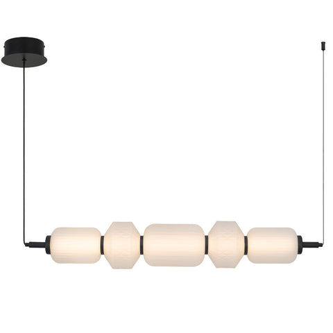 Torso 5 Light Black Pendant Frosted Glass 26w Built In Warm White LED