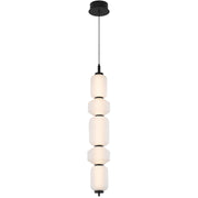 Torso 5 Light Black Pendant Frosted Glass 26w Built In Warm White LED