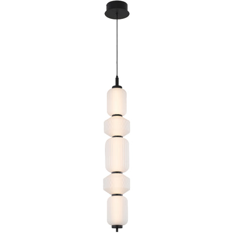 Torso 5 Light Black Pendant Frosted Glass 26w Built In Warm White LED