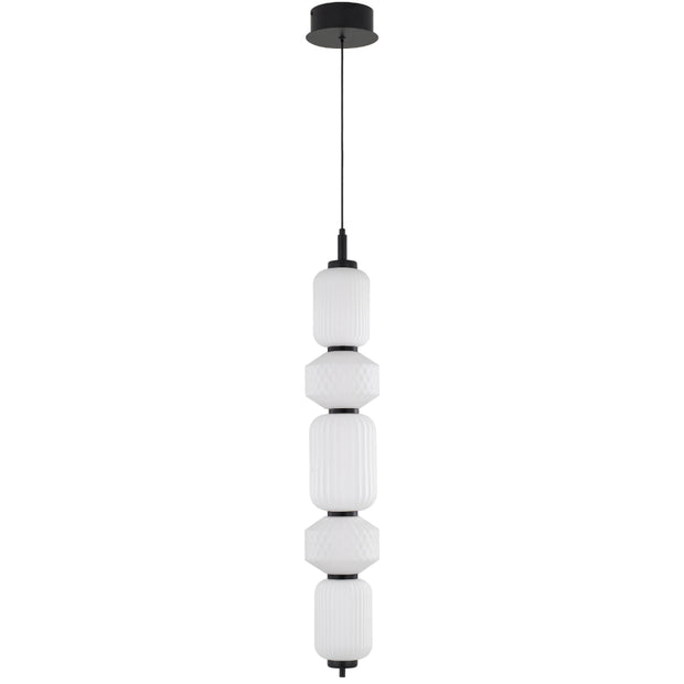 Torso 5 Light Black Pendant Frosted Glass 26w Built In Warm White LED