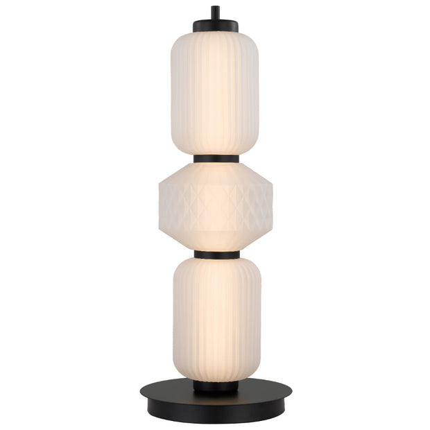 Torso Black Table Lamp Frosted Glass 15w Built In Warm White LED