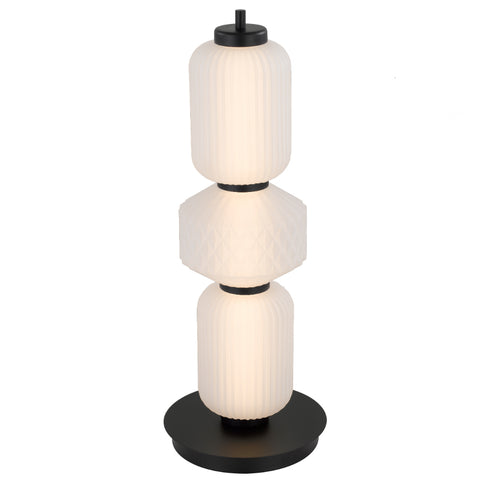 Torso Black Table Lamp Frosted Glass 15w Built In Warm White LED