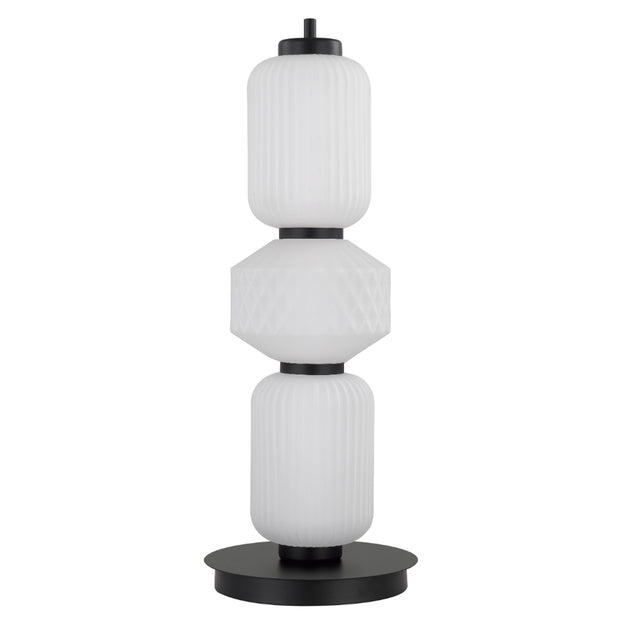 Torso Black Table Lamp Frosted Glass 15w Built In Warm White LED