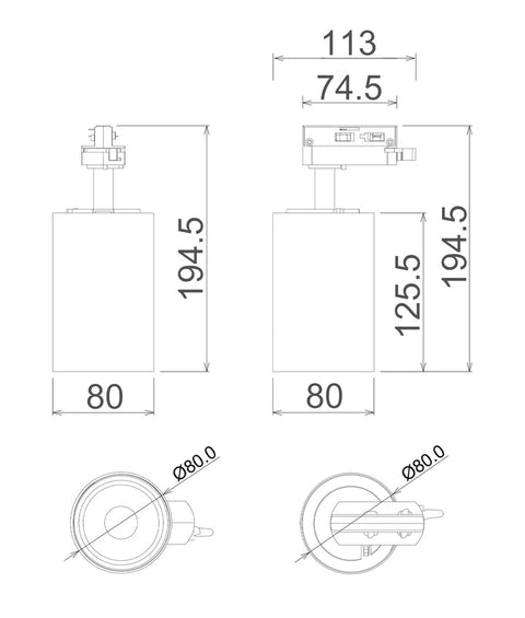 Track Head For Universal Track 3 Wire 1 Circuit Black 25W 3CCT LED