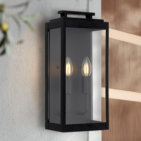 Truman 2lt IP44 Exterior Wall Light Black Sand