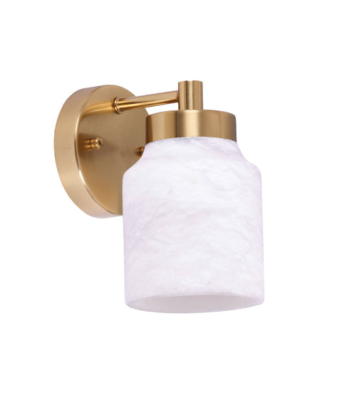Tufo 1LT Wall Light White Alabaster Jar w/Brass Highlight E27