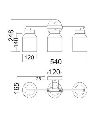 Tufo 3LT Wall Light White Alabaster Jar w/Brass Highlight E27