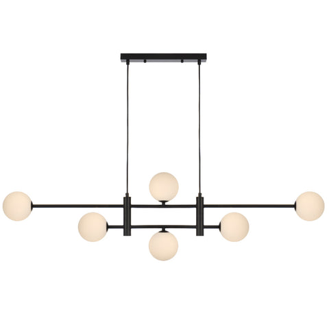 Tyson 6lt Pendant Black with Opal Glass