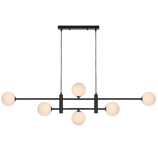 Tyson 6lt Pendant Black with Opal Glass