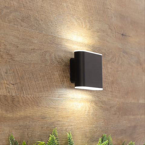 Wash 2x3w LED IP65 Exterior Wall Light Black