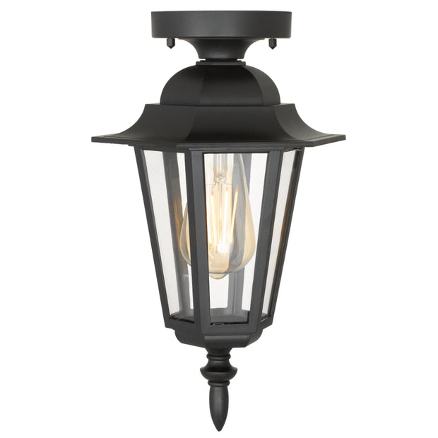 Upton IP44 Exterior Close to Ceiling Light Black