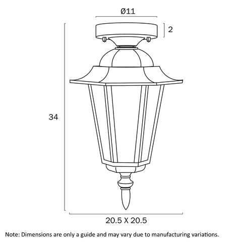 Upton IP44 Exterior Close to Ceiling Light Black