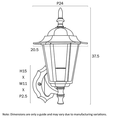 Upton IP44 Exterior Wall Light Black