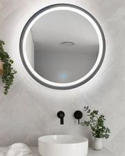 Vanity 8 Silver Round Mirror with LED Light 600