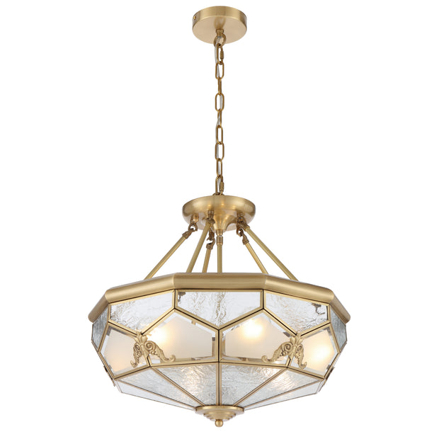 Valmont 6 Light CTC Pendant Brass and Frosted Water Glass