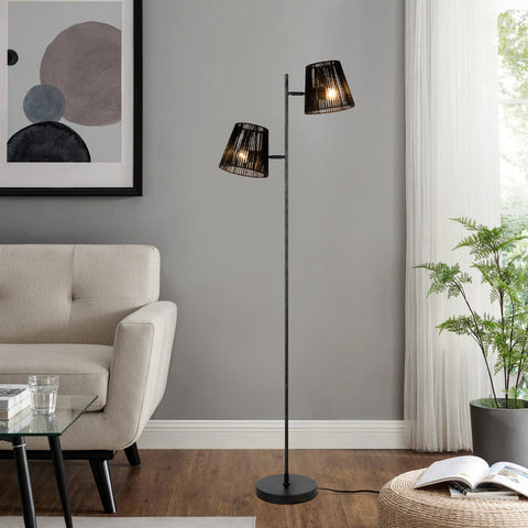 Valora Floor Lamp Gun Metal with Black String