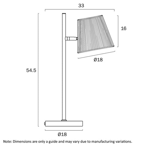 Valora Table Lamp Gun Metal with Black String