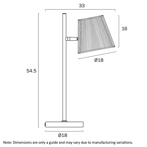 Valora Table Lamp Gun Metal with Black String