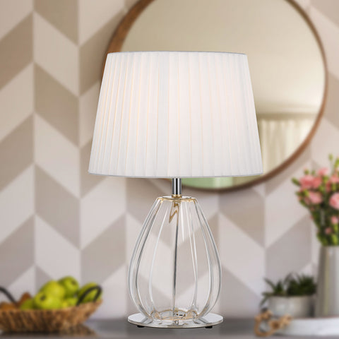 Veana Table Lamp Chrome Clear Ivory