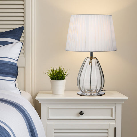Veana Table Lamp Chrome Clear Ivory