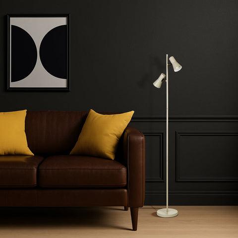 Verik 2lt Floor Lamp Beige with Brass