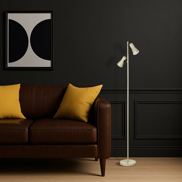 Verik 2lt Floor Lamp Beige with Brass