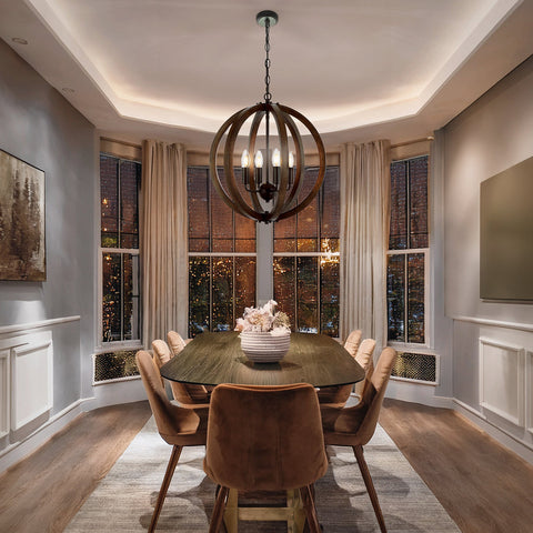 Vestal 4lt Pendant Black with Timber