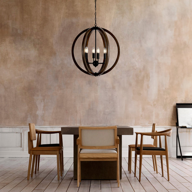 Vestal 6lt Pendant Black with Timber
