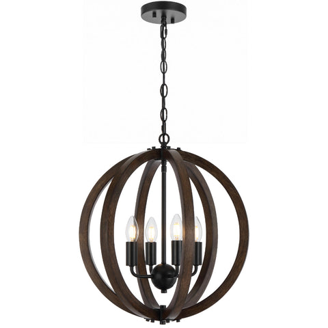 Vestal 4lt Pendant Black with Timber